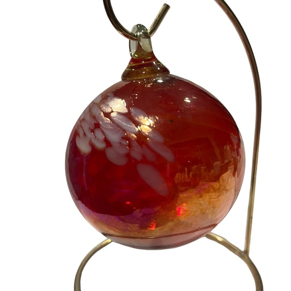 3” Hand Blown Ornament Many Hues of Orange, Reds, Purples and Irridescent Colors - Picture 3 of 7